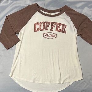 Coffee Weather Raglan 3/4 length sleeve Tee